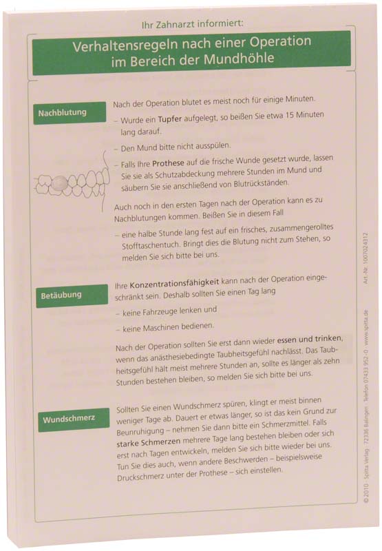 Patientenmerkblatt OP in der Mundhöhle