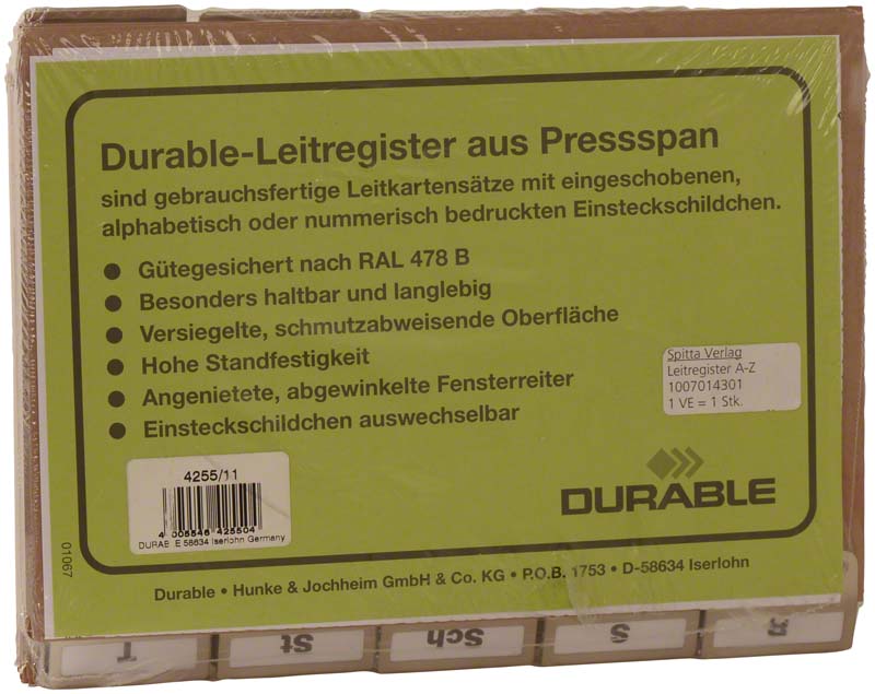 Leitregister A - Z für Karteikarten