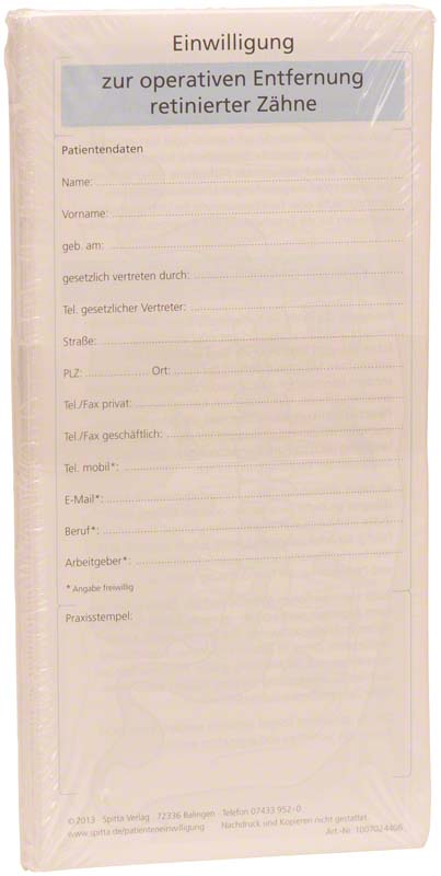 Einwilligung Entfernung retinierter Zähne
