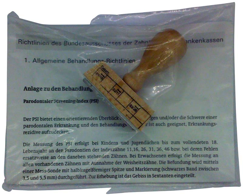 Zahnschema PSI Tabelle