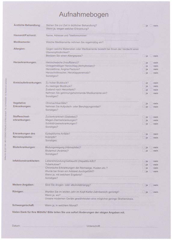 Anmeldebogen A4