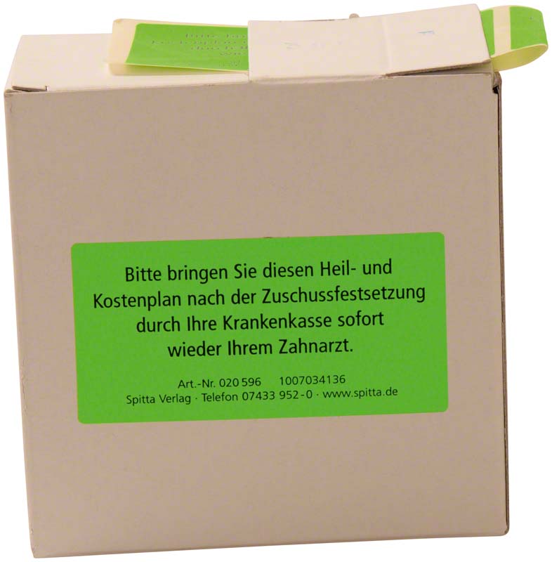 Etiketten "Erinnerung Heil- und Kostenplan"