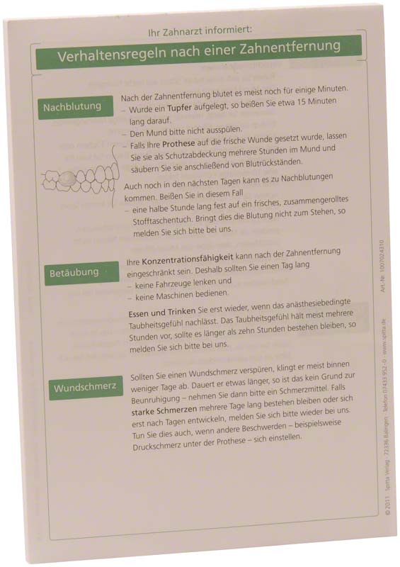 Patientenmerkblatt Zahnentfernung