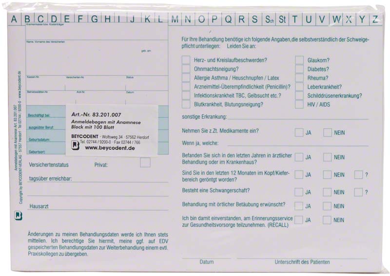 Anmeldebogen A5
