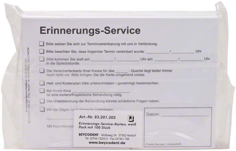 Erinnerungs-Service-Karte
