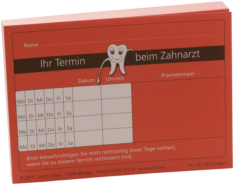 Terminzettel "Ihr Termin beim Zahnarzt"