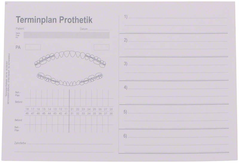 Terminplan Prothetik